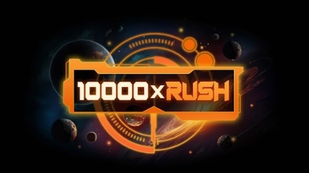Tampilan antarmuka permainan slot 10000 x Rush yang penuh warna